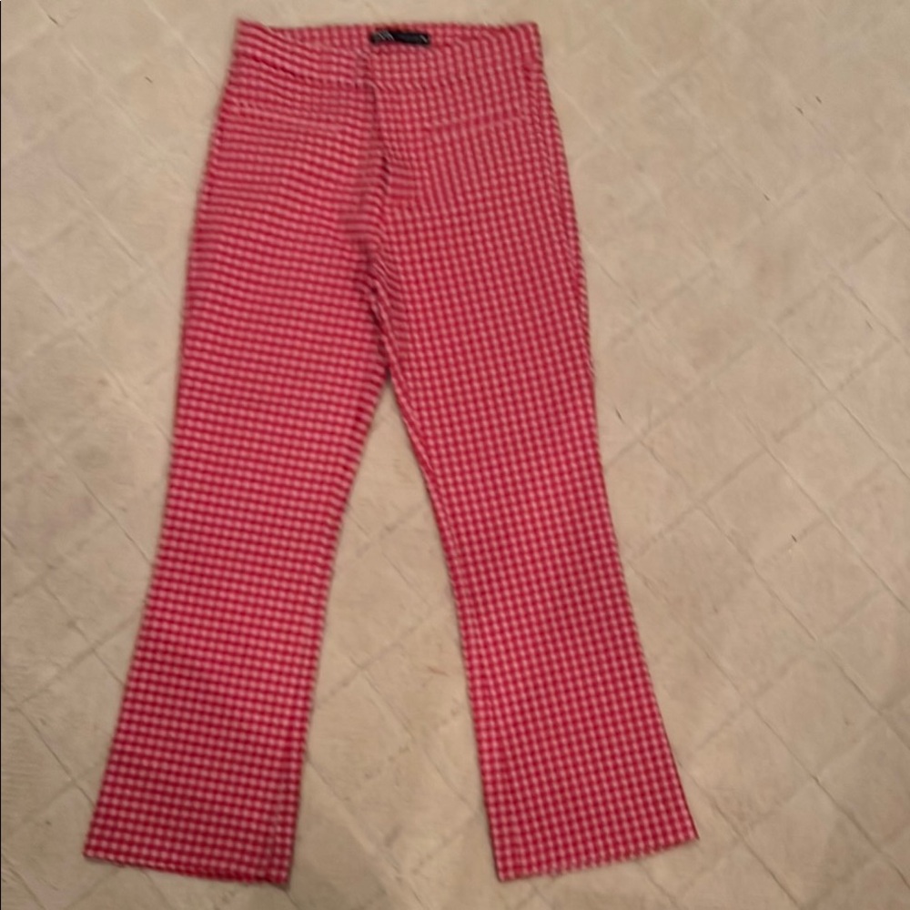 Red & Pink Checked Pants